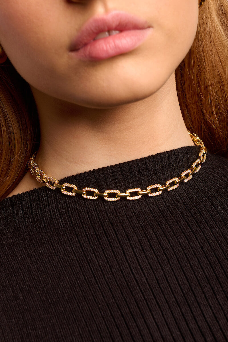 Half pavé chain link choker